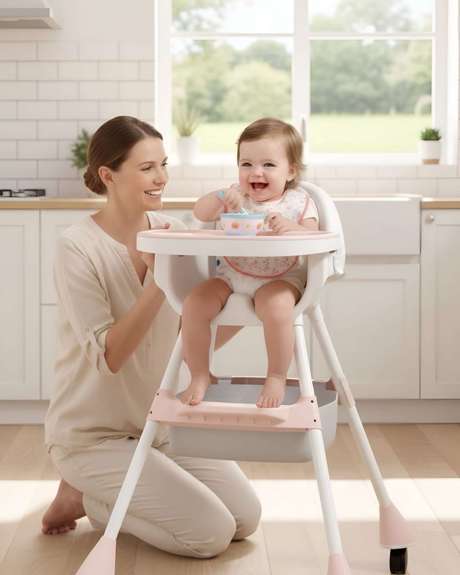 Myl Todo Hogar - Silla De Comer Para Bebé Multifuncional 3 En 1 Rosa