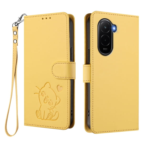 Xiaomi POCO M7 4G Funda Billetera con Ranuras para Tarjetas, Amarillo