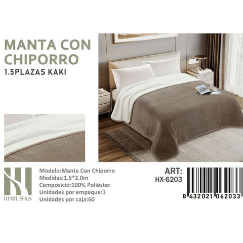 Mundo Shopping - Manta Frazada Con Chiporro Liso Plaza Y Media Kaki