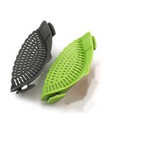 Xusx111 - 2 Paquete Clip En Colador De Silicona Para Todas Las Ollas Y Sartenes, Clip De Colador En Colador De Comida Para Carne Verduras Fruta Colador De Cocina De Silicona (Negro Y Verde)