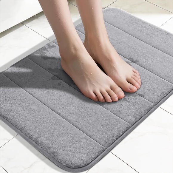 Alfombrilla de baño de espuma viscoelástica Yimobra, supersuave y absorbente, 24 x 17 cm, color gris