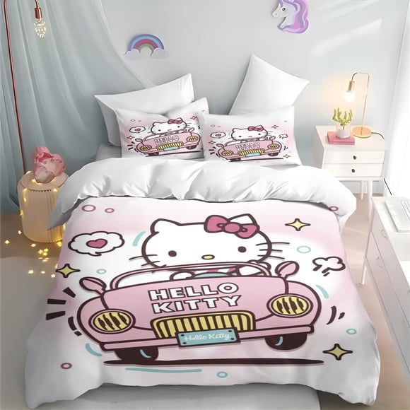 Sanrio Quilt Cover Cartoon Duvet Hello Kitty Cute Printing Ful Pink Home Children Bedding Custom Made Various Sizes Set