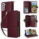 thumbnail image 1 of Funda Cartera con Cremallera y Correa para Samsung Galaxy S22 5G Soporte y Tarjetero Rojo, 1 of 6