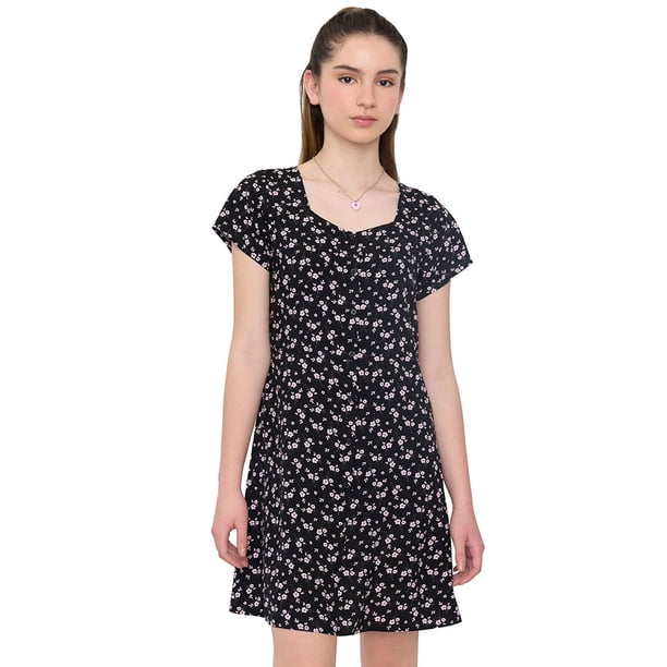 Vestido Niña Teen Viscosa Negro Corona