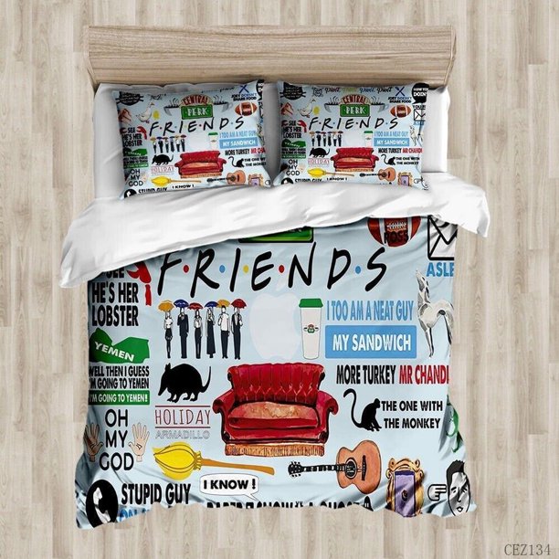 TV Show Central Perk Friends Logo Black Quilt Duvet Cover Set 3-Piece Bedding Set