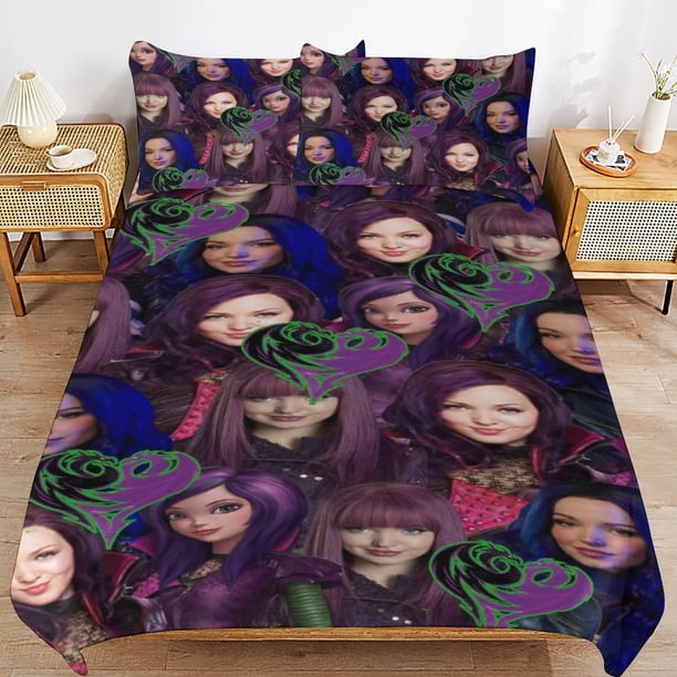 Descendants Bedding Sets Ultra Soft Skin-Friendly Duvet Cover 3 Piece, Cute Comforter Cover Bed Set for Boys Girls Kids
