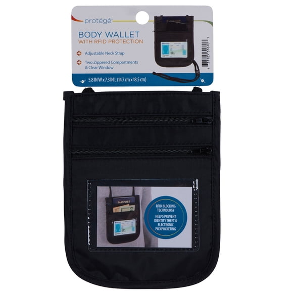 Billetera de Viaje Protege RFID Nylon Negra para Pasaporte