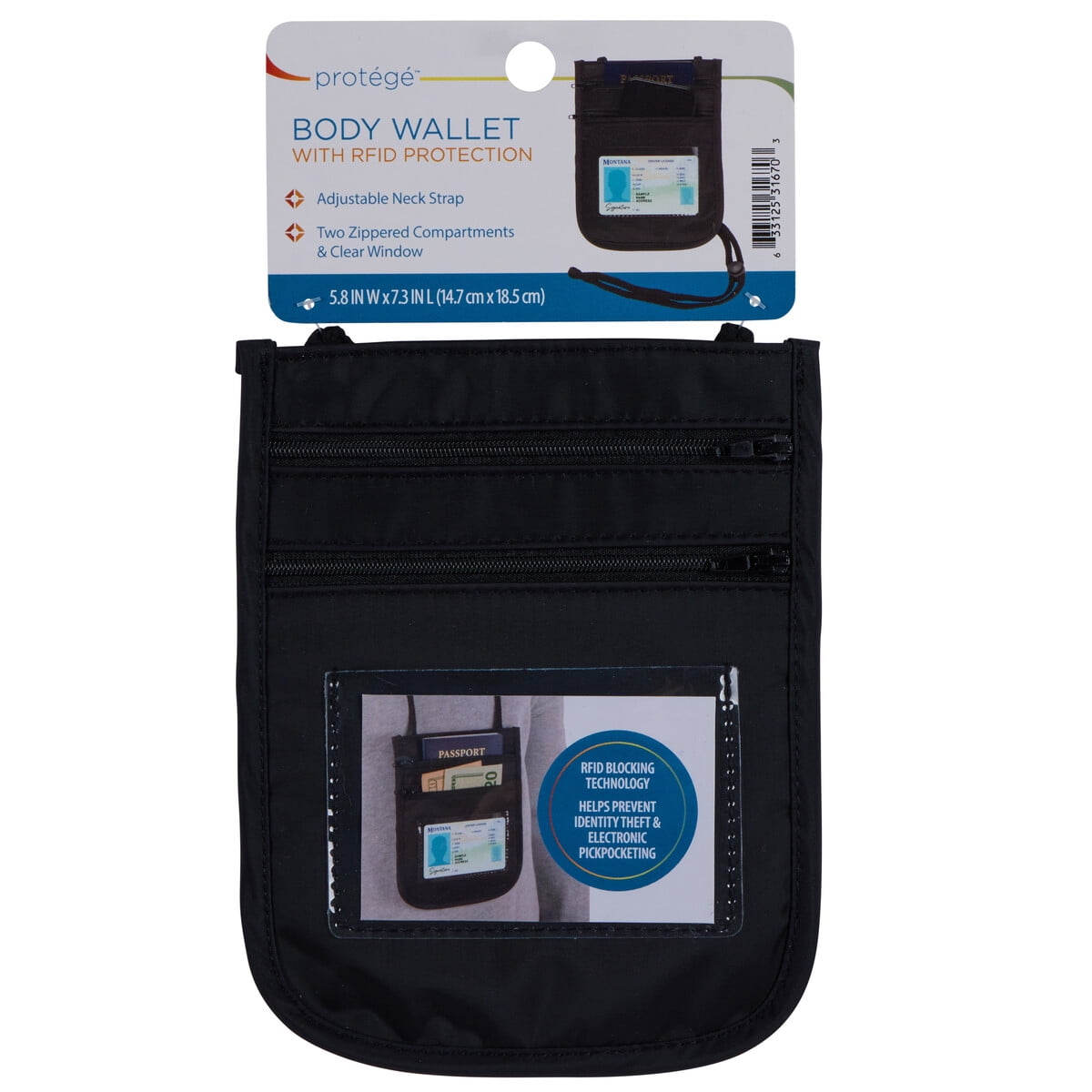 Billetera De Viaje Protege Rfid Nylon Negra Para Pasaporte