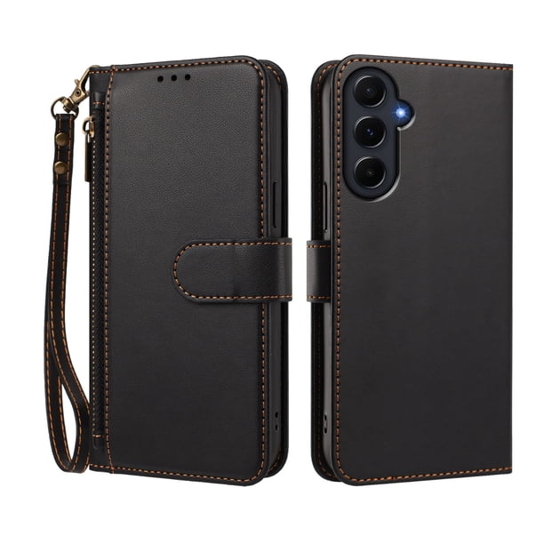 Funda Tipo Billetera para samsung galaxy A55 5G con Soporte y Bolsillo con Cierre Negro