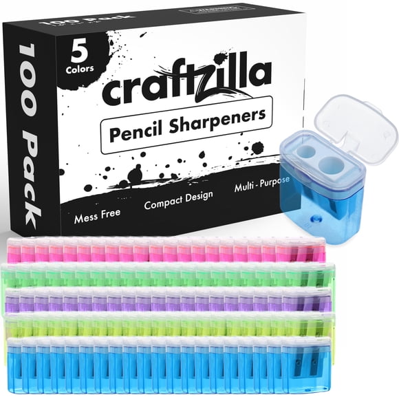 Sacapuntas Craftzilla, paquete de 100 unidades, manual con tapa, para niños