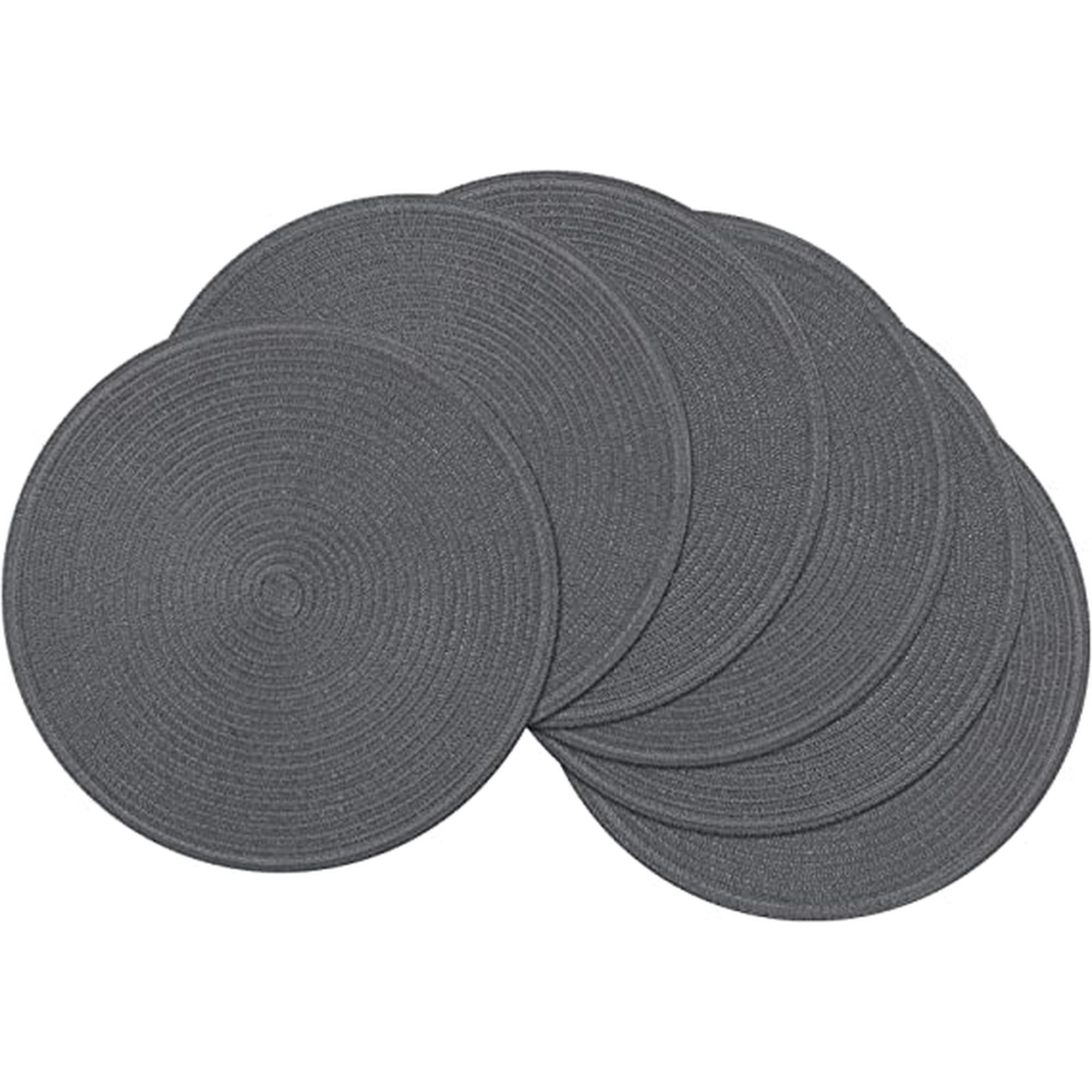 Xmhytop Juego De 6 Manteletes Redondos Individuales De Algodón Premium, Antideslizantes Con Textura Gruesa, Resistentes Al Calor, Estilo D, 38cm, Color Gris Oscuro