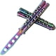 thumbnail image 1 of Cuchillo sin filo Oliasports Rainbow Practice Balisong de metal con forma de mariposa de acero, 1 of 7