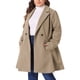 thumbnail image 4 of Abrigo de mujer talla grande Agnes Orinda con solapa entallada, doble botonadura, largo, con bolsillos 4X caqui, 4 of 6