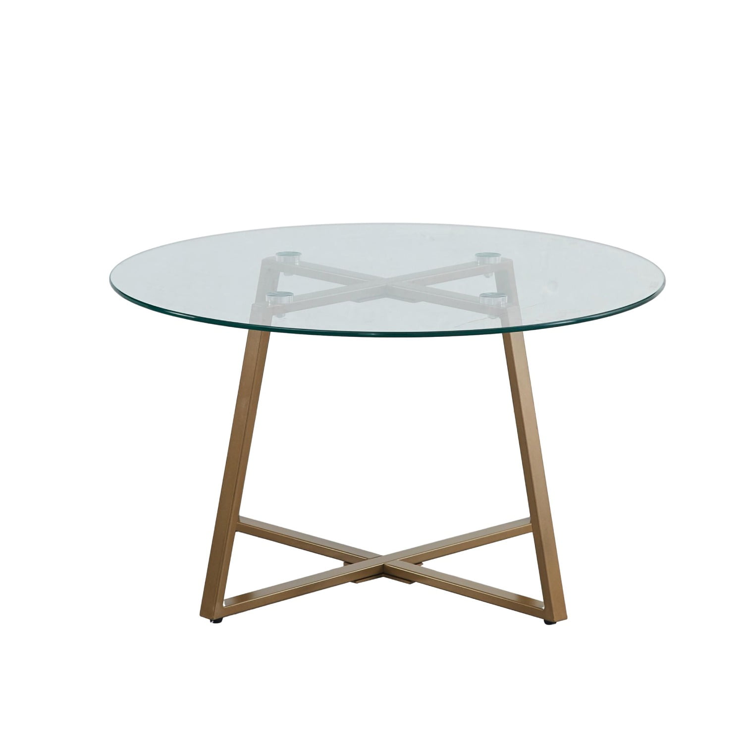 Moad - Mesa De Centro Para Living De Vidrio Y Metal 80cm