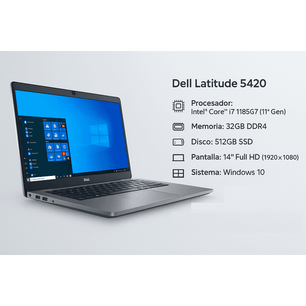 Dell Latitude 5420, I7-1185G7, 32Go RAM, 512Go SSD, 14'', W11, Reconditionné
