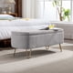 thumbnail image 1 of Grey Storage Ottoman Bench for End of Bed Gold Legs, Modern Grey Faux Fur Entryway Bench Upholstered Padded with Storage for Living Room Bedroom, 1 of 3