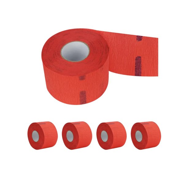 Pack 5 Rollos Papel Cuello Barbería Peluquería Rojo