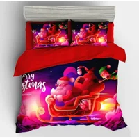 Casadeliacl - Cubrecama Navideño 2 Plaza Quilt De Verano Tf Fucsia Merry Christmans