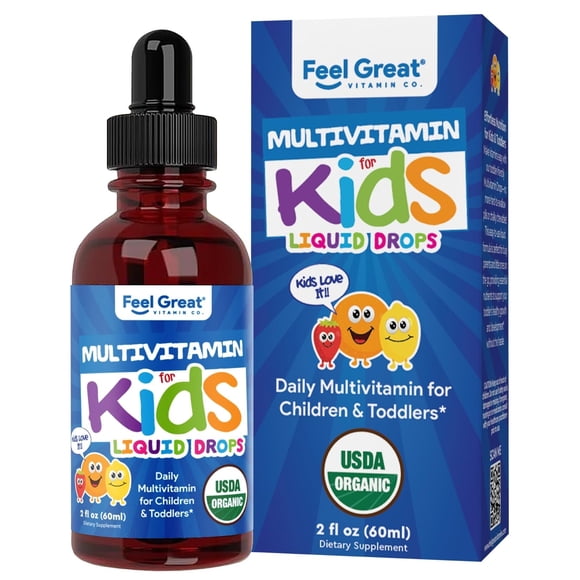 Gotas líquidas multivitamínicas Feel Great Vitamins Organic, 60 ml