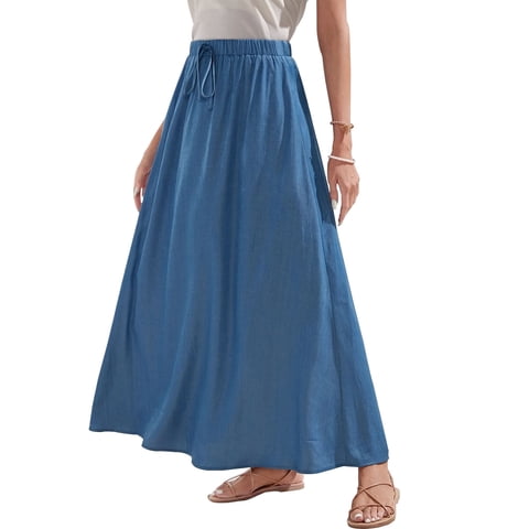 Malltradecl - Pack 2 Falda Larga Mujer Casual Cintura Elástica Elegante