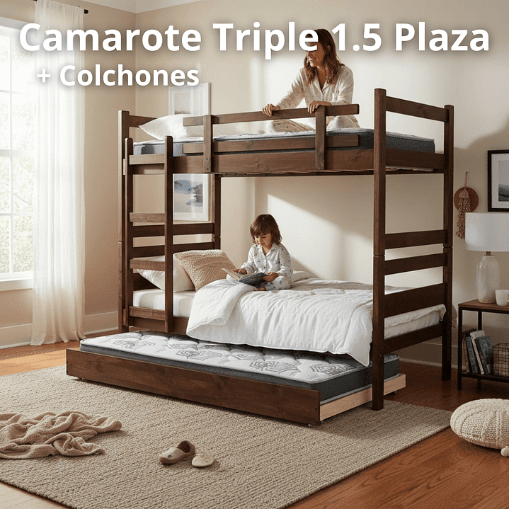 Bloccare - Camarote Desmontable Triple Con Colchones 1.5 Plaza