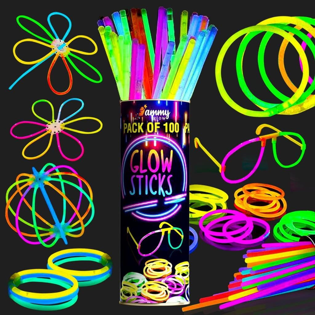 Paquete De Fiesta Glow Sticks Ammy Glow 205 Unidades Para Niños De 8 A 12 Años
