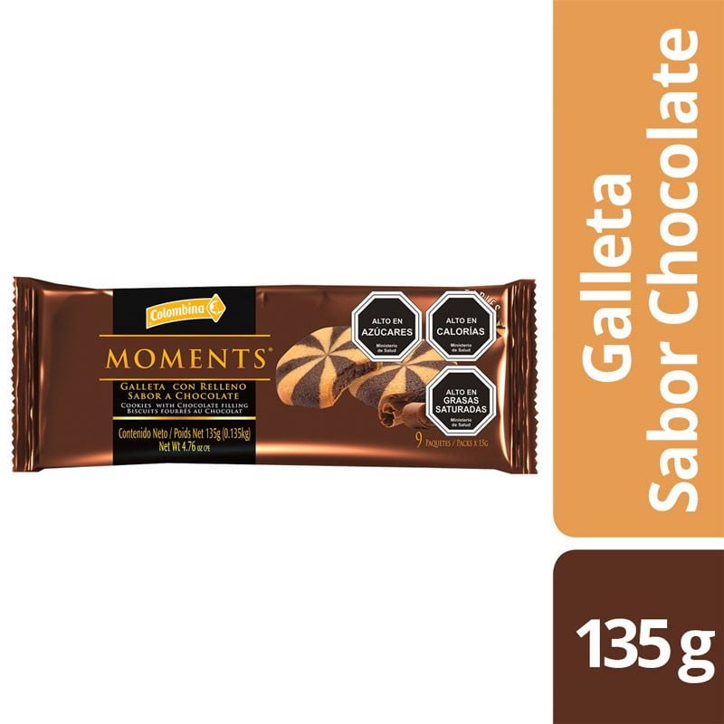 Galletas Moments Chocolate Bolsa 135 g Colombina
