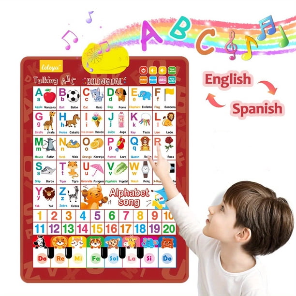 Learn English & Spanish with Fun: Bilingual Talking Poster & Alphabet Learning Toy for Kids (LWG001)
