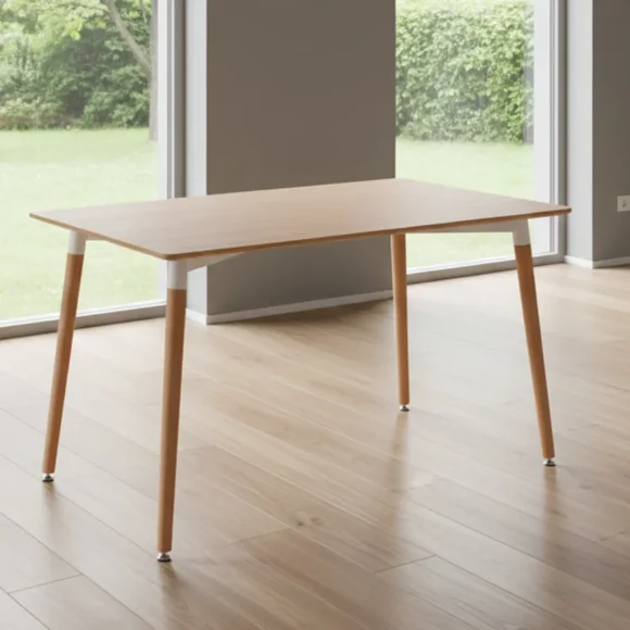 Mesa de Comedor Rectangular de Madera Eames 120x80 con Patas de Madera de Haya