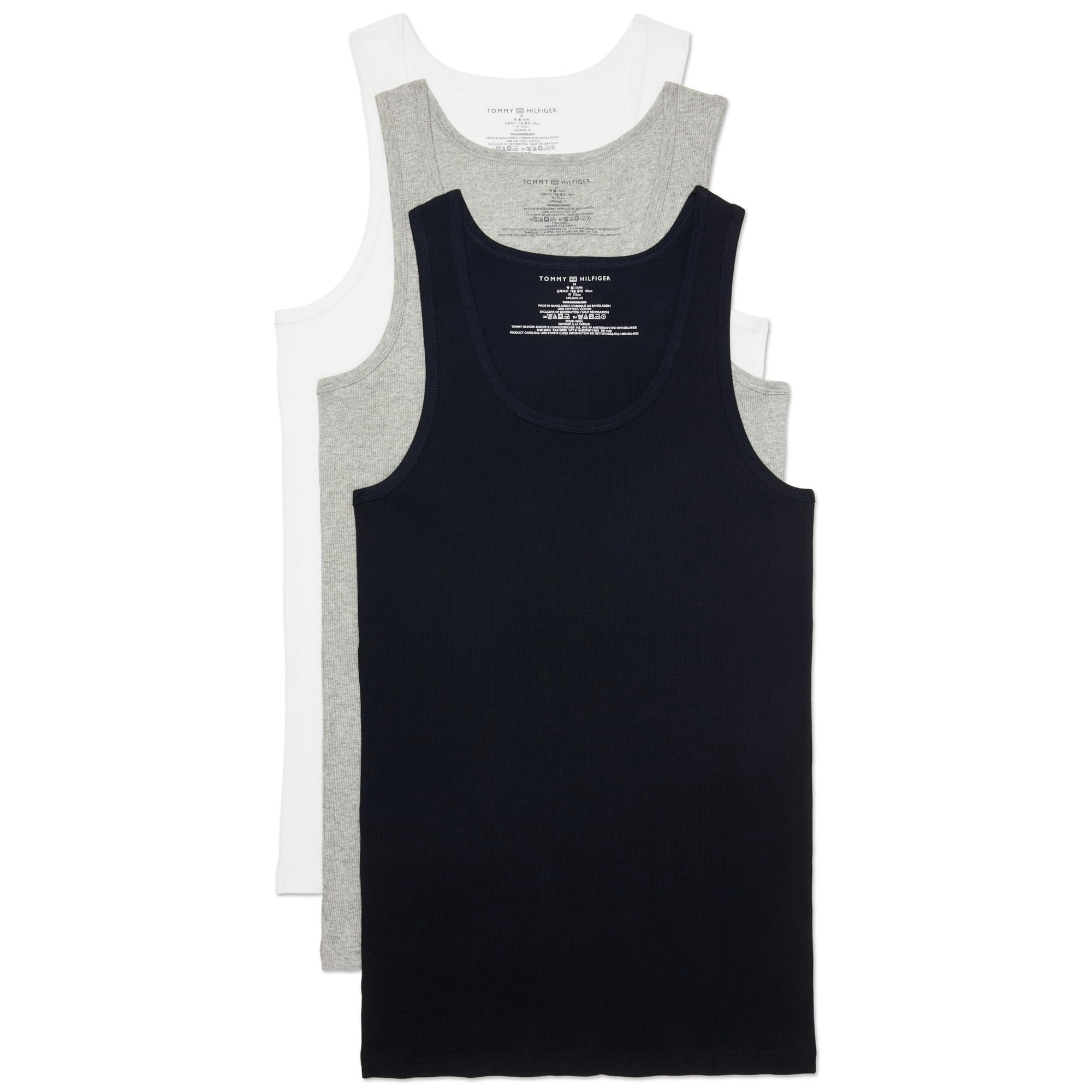 Camisetas Tommy Hilfiger De Algodón Clásico Con Cuello En V Para Hombre, X3