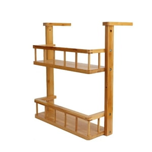 Wakeshome - Rack De Cocina Especiero De Madera Estante De Pared 2Nvls