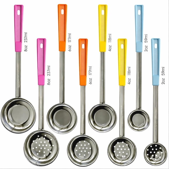 Cucharas de servir JoyServe 8 pzas 59 ml‑237 ml con código de colores