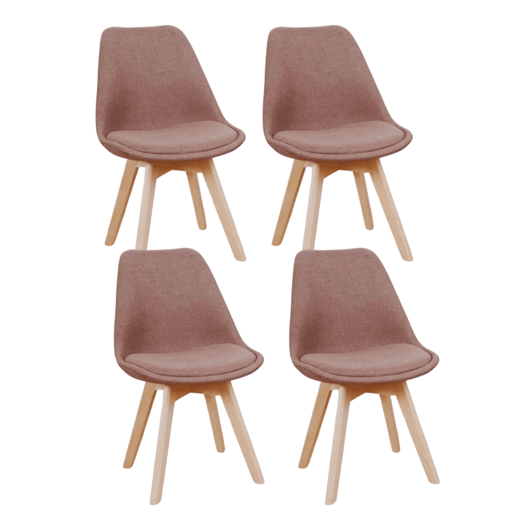 Habita2 Chile - Pack 4 Sillas Para Comedor Tulip Tapiz Lino Base Madera - Café