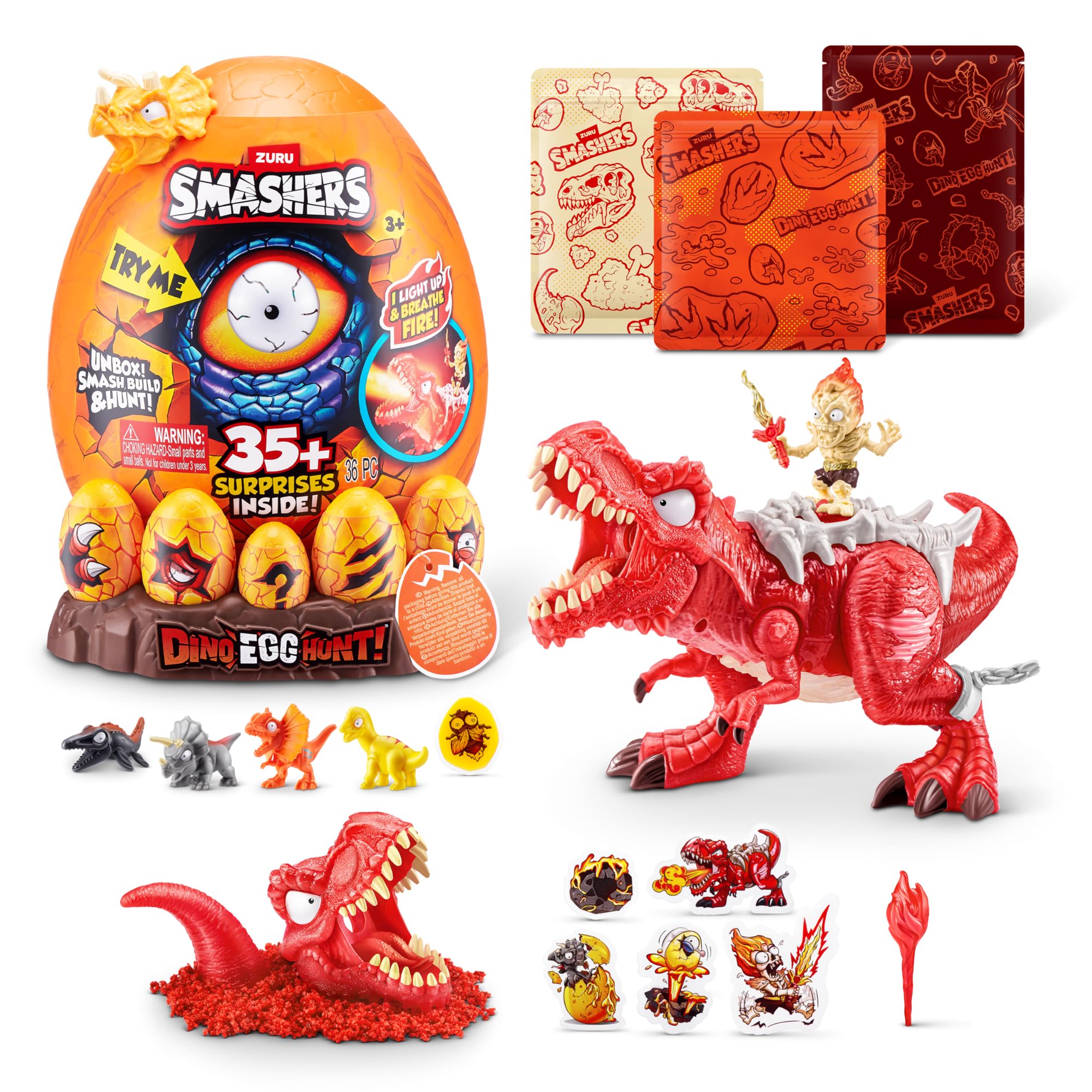 Juguete De Caza Del Tesoro Zuru Smashers Dino Egg Hunt Light-up T-rex