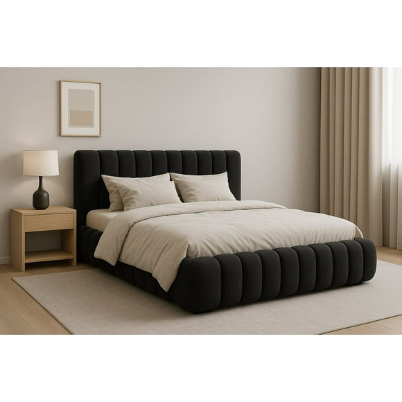 Cama Nube 2 Plazas Negro + Colchón 2P Mery Desing 30CM + 2 Almohadas Masel
