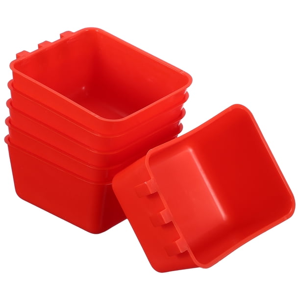 Uxcell Tazas de Jaula, Comedero para Periquitos de 4.9x3.7x2.4 Pulgadas Accesorios para Jaulas de Pájaros Dispensador de Comida y Agua Colgante, (Rojo, 6 Piezas)