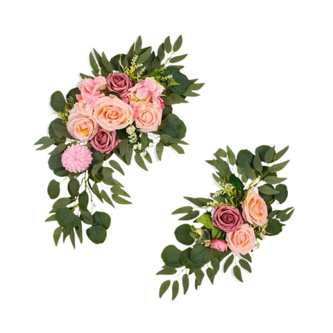 Magideal - Flores De Arco De Boda Swags Florales Para Arcos Decoración Decorativa Para El Hogar Rose Falso 2 Piezas/Set Flores De Seda Para La Fiesta De Recepció Rosa