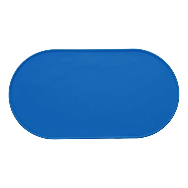 Uxcell Alfombrilla para Comida de Gato, 18x10 Pulgadas Alfombrilla de Alimentación para Mascotas de Silicona Antideslizante Ovalada Impermeable (Azul)