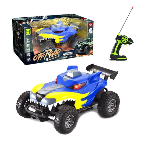 Monster Truck Off Road RC Cara Tiburón 4 Canales Azul