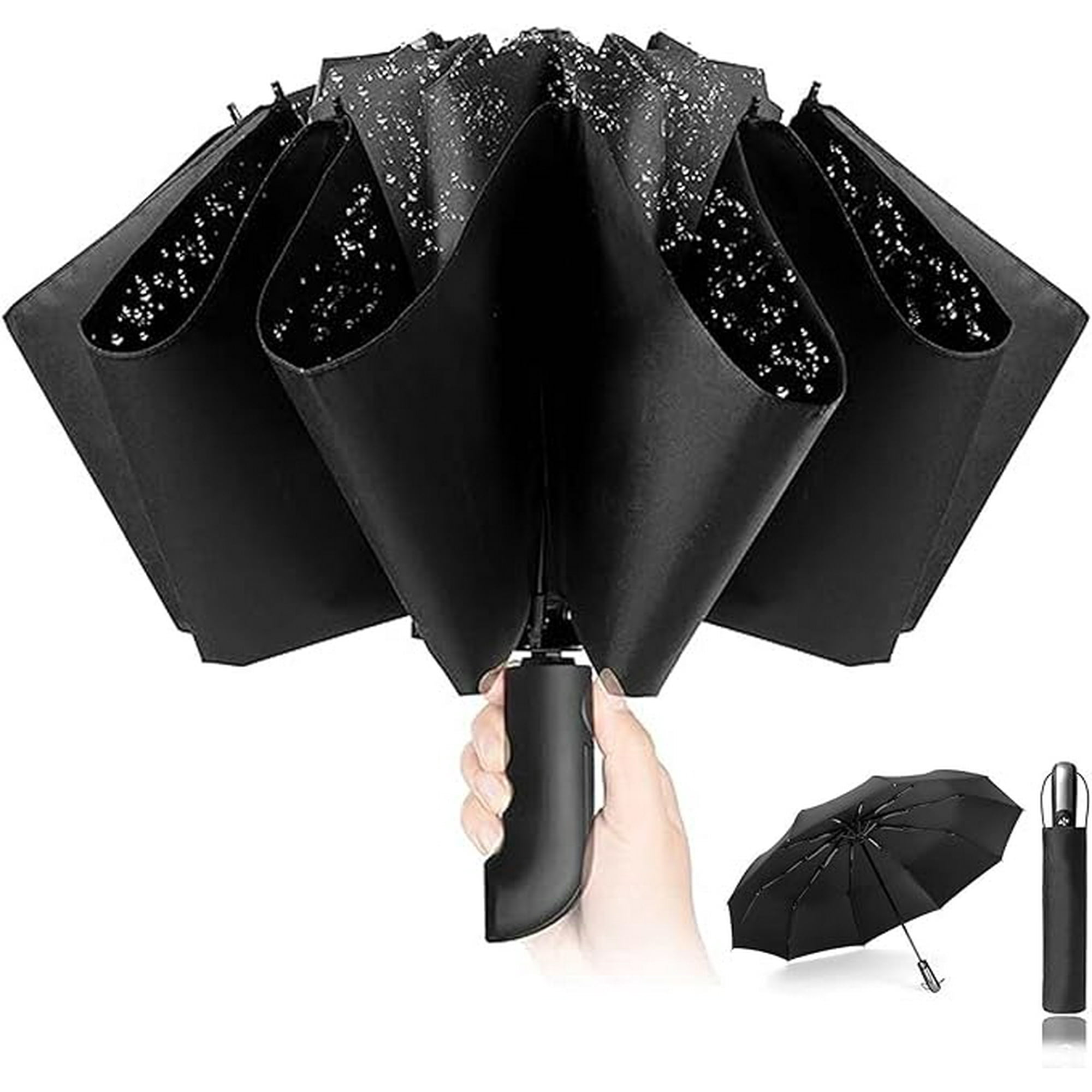 Veat00l - Paraguas Plegable,sombrilla Para Protección Uv,10 Varillas A Prueba De Viento Mango Ergonómico Paraguas Compacto De Apertura Y Cierre Automático, Paraguas Plegable Portátil Fuerte Para Lluvia Y Sol