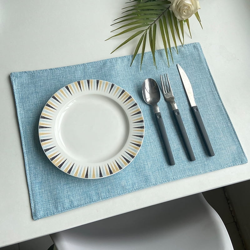 Xmhytop Juego De 4 Manteletes Individuales Texturizados Clásicos, Resistentes A Manchas, Ideal Para Barbacoas Y Mesas De Comedor, Estilo D, 45*30cm, Azul