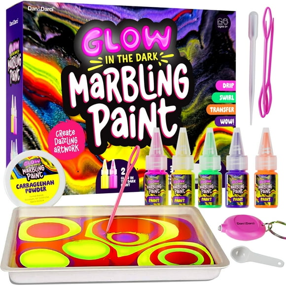 Kit de Pintura Dan&darci Art Set Marmoleado que Brilla en la Oscuridad Niños 6 a 12 Años