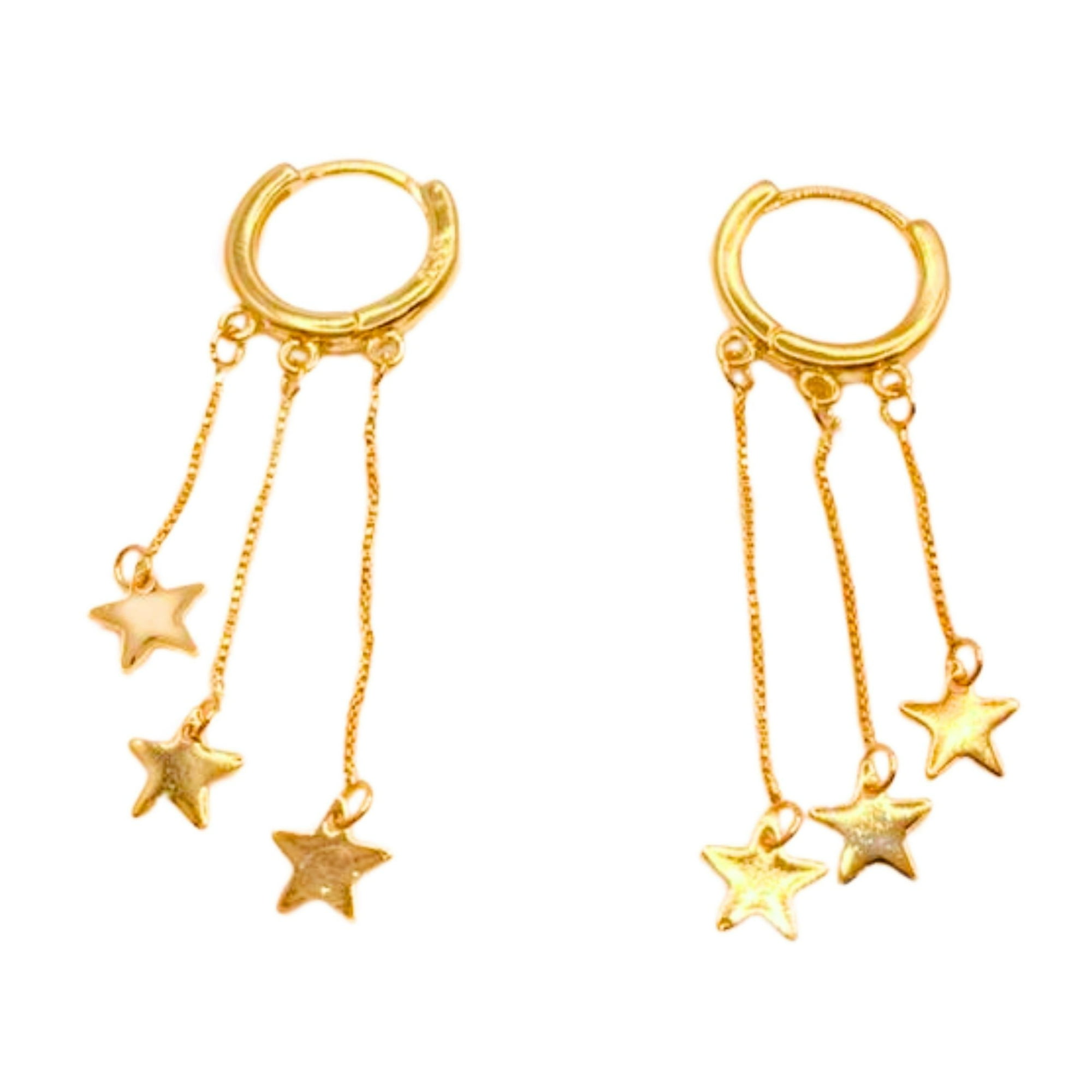 Nordvik London - Aros Argolla Estrellas Colgantes, Oro 14k, Plata 925
