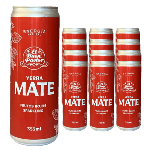Pack X 12 Uni Bebida Energizante Natural Yerba Mate Frutos Rojos El Buen Pastor 355Ml