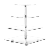 Magideal - Cupcake Acrílico Se Paró En Placa Decorativa Estable Versátil Use Soporte De Cupcake, La Bandeja Para La Fiesta Buffet De Boda De Banquete Servido Cuadrado 4 Nivel