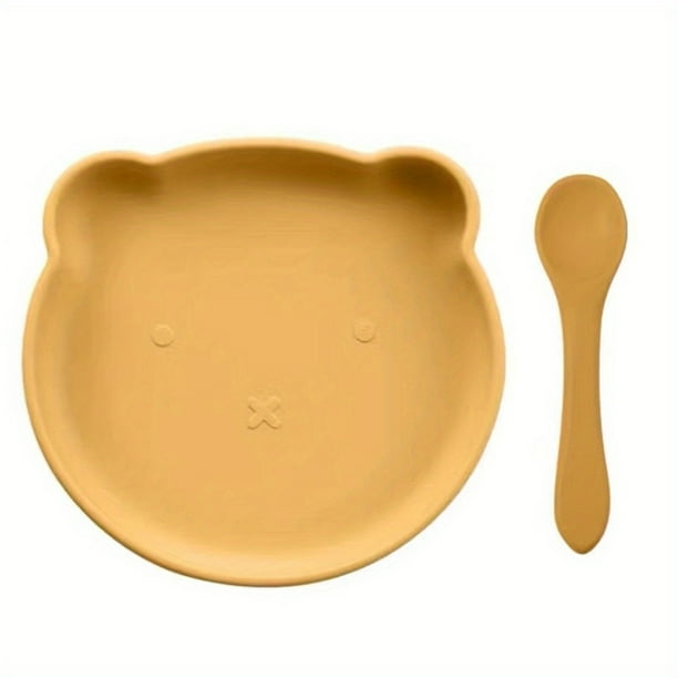 2 Piece Silicone Plates Set With Spoon For Babies Kids Toddlers, Baby Food Plates With Suction, BPA-Free,Microwave, Dishwasher & Oven Safe-Infant Feeding Bowls