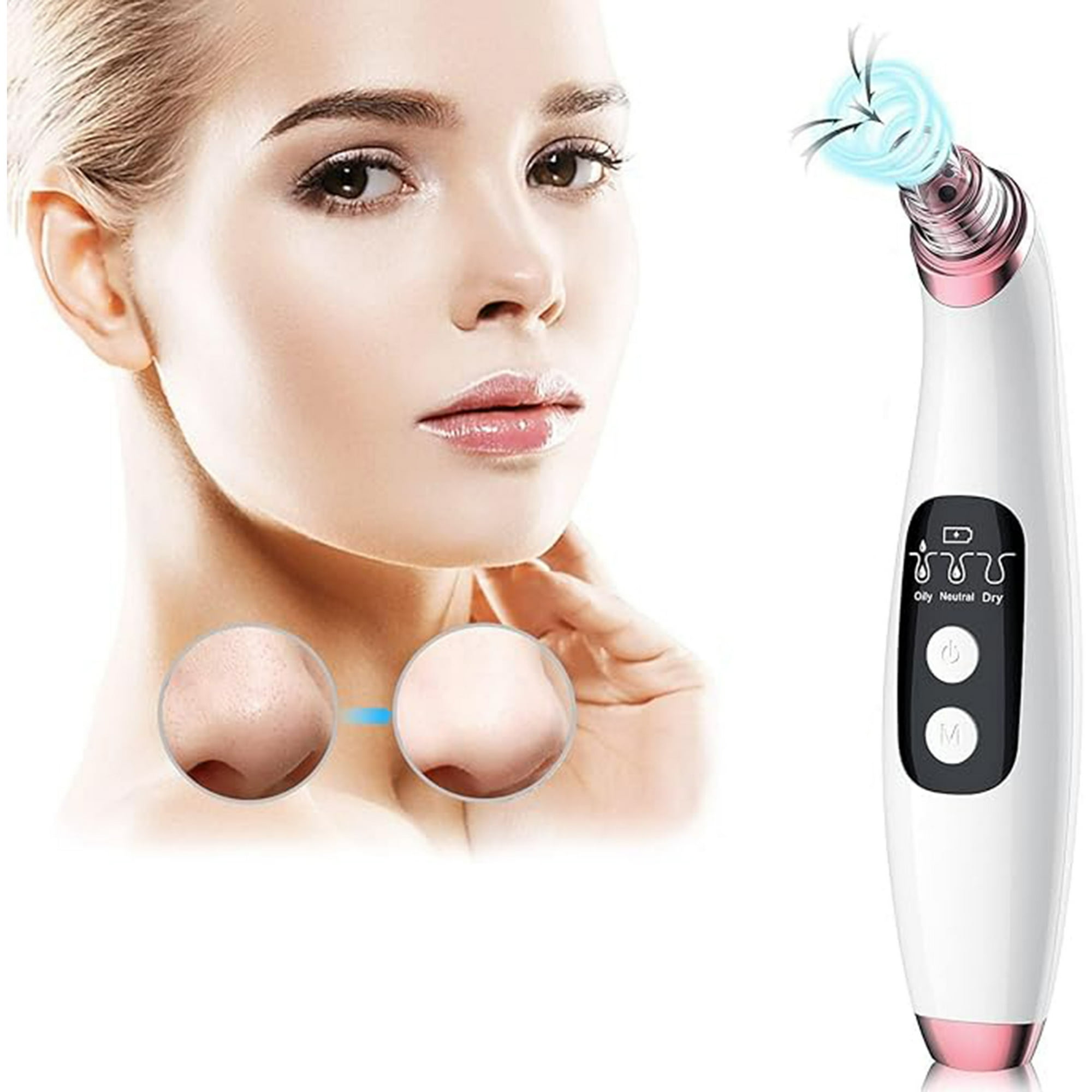Veatool - Eliminador De Acné, Limpiador De Poros Usb Recargable Con Pantalla Led, 6 Sondas De Inhalación Y 3 Modos, Limpiador De Poros Aspiradora De Cuidado Facial