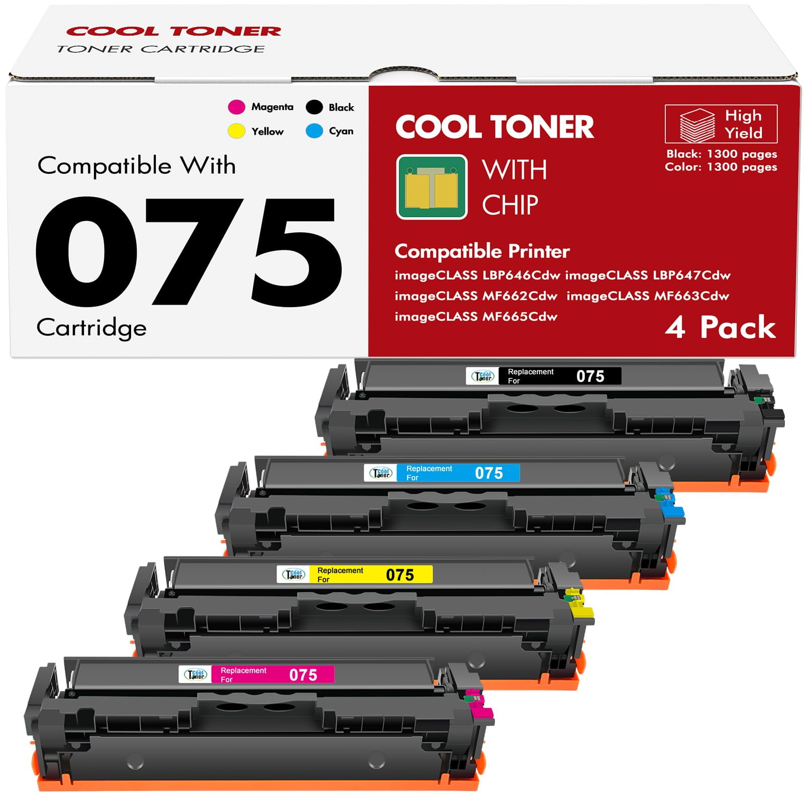 Set De Cartuchos De Tóner Cool Toner 075h Para Canon Mf663cdw