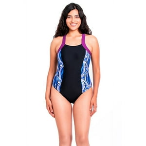 Samia - Traje De Baño Deportivo Con Cierre Est Morado M