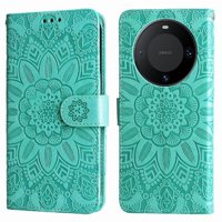 Funda Tipo Cartera Foxdock Para Huawei Mate 60 , Diseño Girasol En Relieve, Cuero Pu, Cierre Magnético, Soporte Y Tarjetero